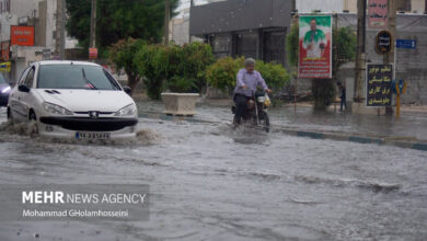 آبگرفتگی معابر شهر ایلام بر اثر بارش باران