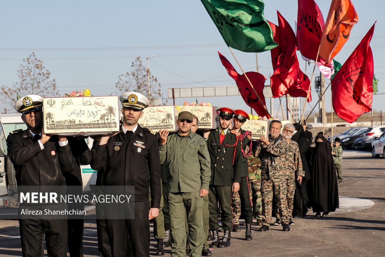 پیکر ۶ شهید دوران دفاع مقدس وارد گیلان شد