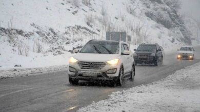 بارش شدید برف در گردنه‌ها و جاده‌های کوهستانی همدان