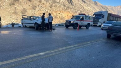 تصادف زنجیره‌ای ۳ دستگاه خودرو در نوشهر