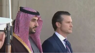 استقبال وزیر دفاع آمریکا از همتای سعودی در پنتاگون+فیلم استقبال وزیر دفاع آمریکا از همتای سعودی در پنتاگون+فیلم