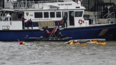 شش کشته درپی سقوط بالگرد به رودخانه در نیویورک + فیلم