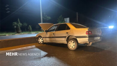 تصادف خودروی پژو ۴۰۵ در بزرگراه تهران-ورامین؛ ۲ نفر مصدوم شدند