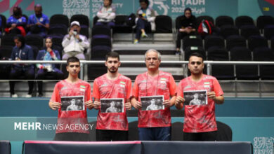 ادای احترام ملی‌پوشان تنیس روی میز به مرحوم صابر کاظمی