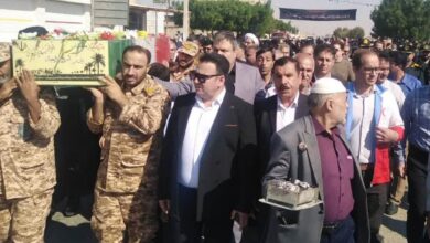 تشییع پیکر مطهر شهید گمنام در شهر بندر ریگ