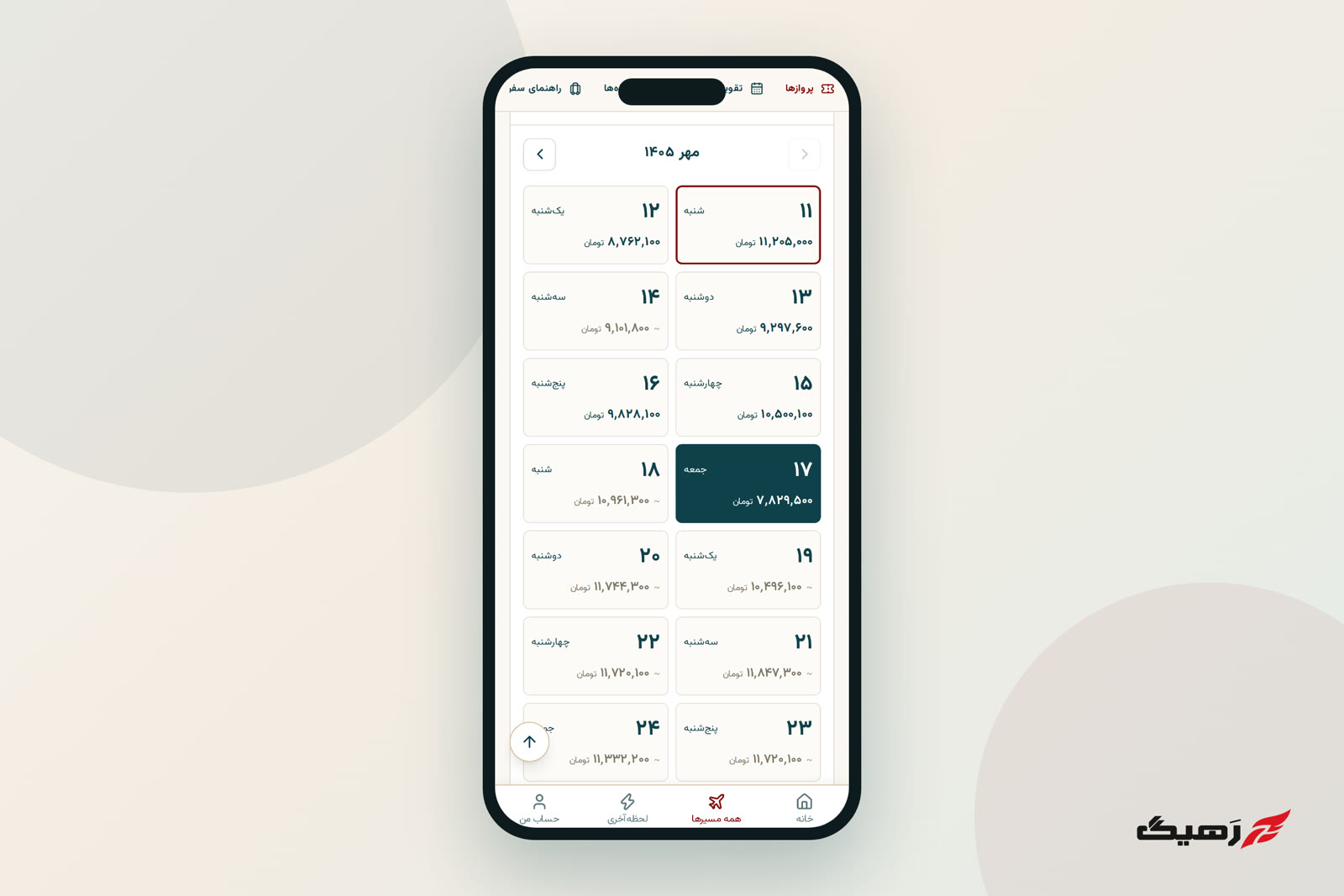 تقویم قیمت شصت‌روزه؛ کمترین نرخ ثبت‌شدهٔ هر روز در یک نگاه